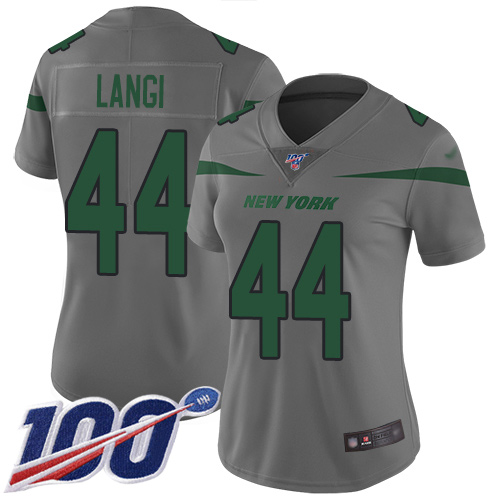New York Jets Limited Gray Women Harvey Langi Jersey NFL Football #44 100th Season Inverted Legend